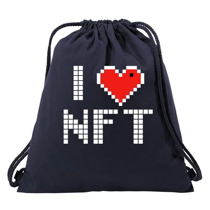 I Heart NFT Pixel Drawstring Bag