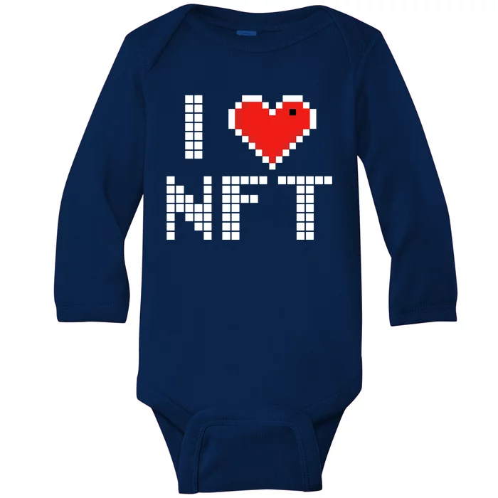 I Heart NFT Pixel Baby Long Sleeve Bodysuit