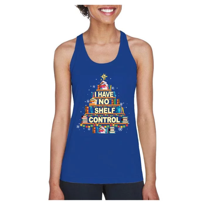 I Have No Shelf Control Book Christmas Tree Xmas Book Lovers Gift Women's Racerback Tank