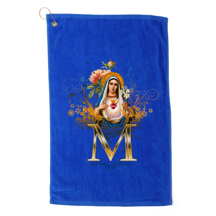 Immaculate Heart Of Mary Devotion Funny Gift Catholic Blessing Gift Platinum Collection Golf Towel