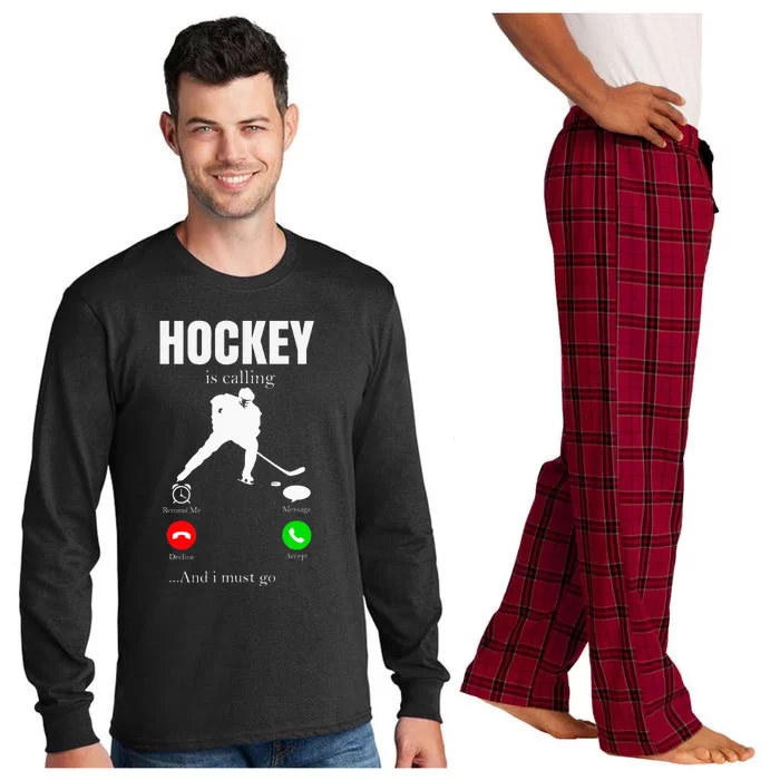 Ice Hockey Puck Hockeyplayer Player Long Sleeve Pajama Set