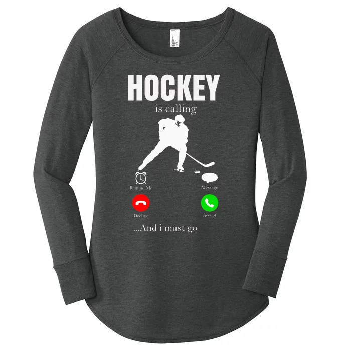 Ice Hockey Puck Hockeyplayer Player Women's Perfect Tri Tunic Long Sleeve Shirt