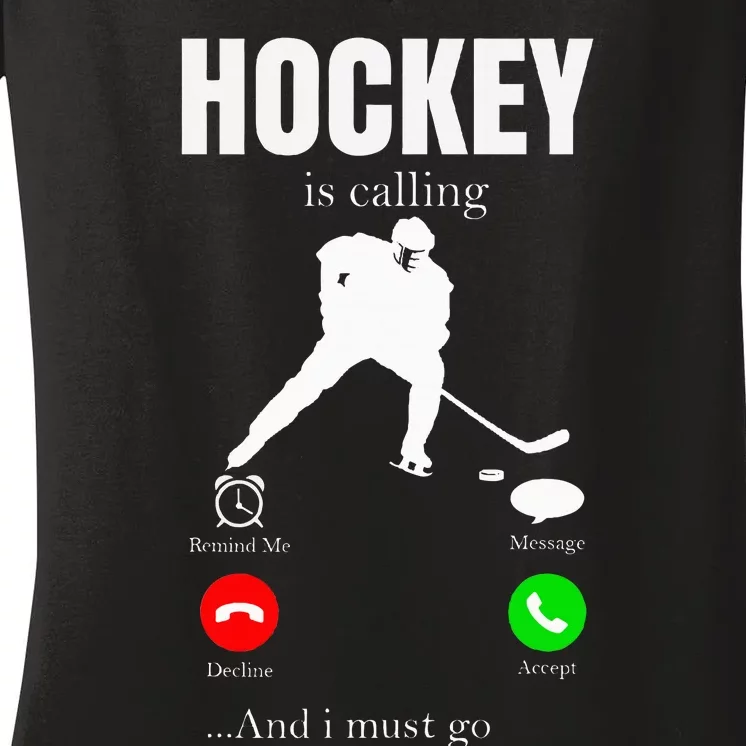 Ice Hockey Puck Hockeyplayer Player Women's V-Neck T-Shirt