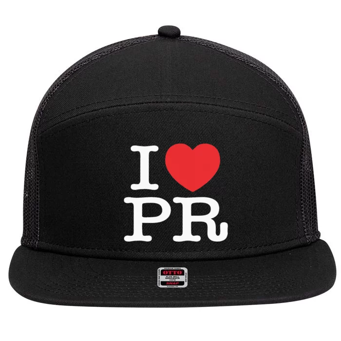 I Heart PR Love Puerto Rico 7 Panel Mesh Trucker Snapback Hat