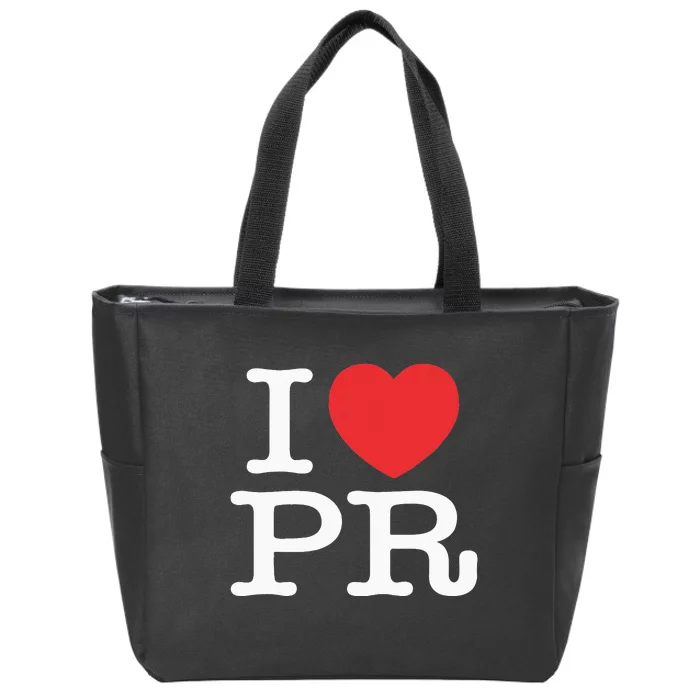 I Heart PR Love Puerto Rico Zip Tote Bag