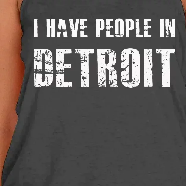 I Have People In Detroit City Michigan State Women's Knotted Racerback Tank