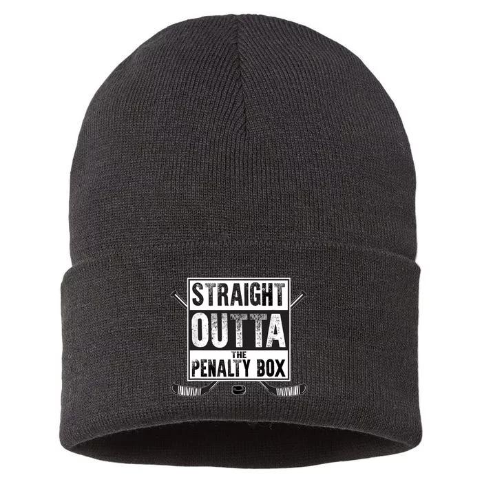 Ice Hockey Player Gift Straight Outta The Penalty Box Sustainable Knit Beanie