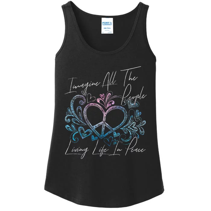 Imagine Hippie People Living Life In Peace And Love Ladies Essential Tank