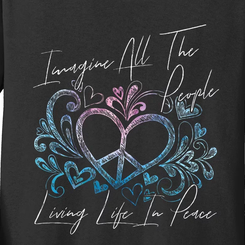 Imagine Hippie People Living Life In Peace And Love Kids Long Sleeve Shirt