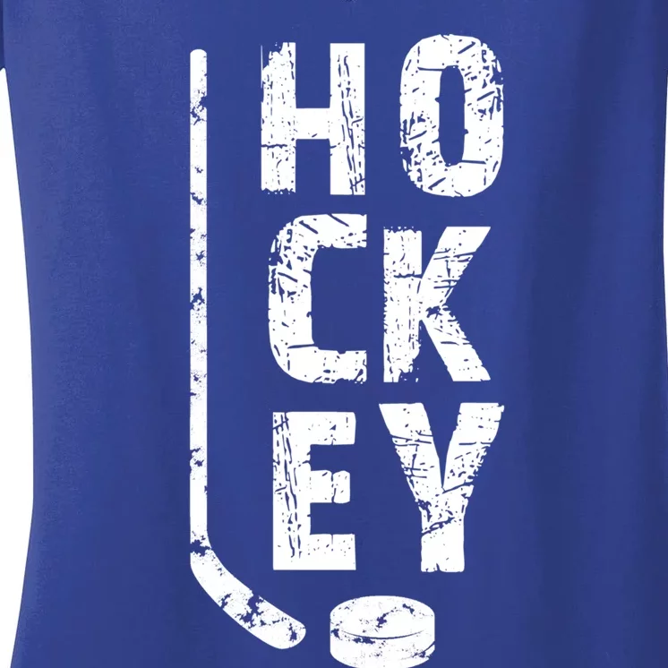 Ice Hockey Player Gift Hockey Son Hockey Dad Gift Women's V-Neck T-Shirt