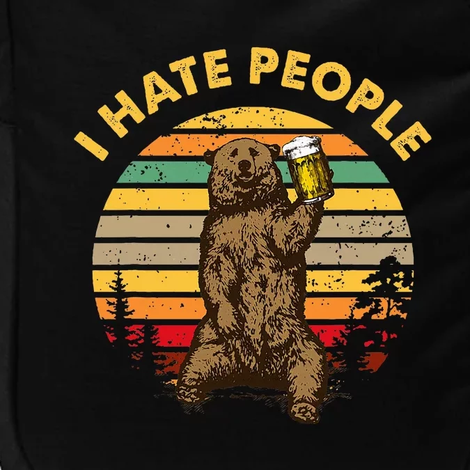 I Hate People Funny Beer Drinking Bear Wilderness Camping Impact Tech Backpack