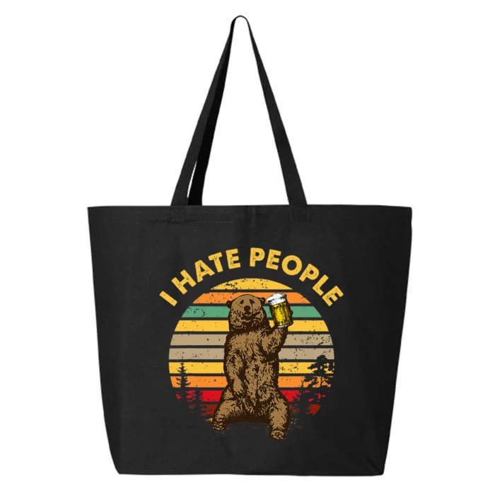 I Hate People Funny Beer Drinking Bear Wilderness Camping 25L Jumbo Tote