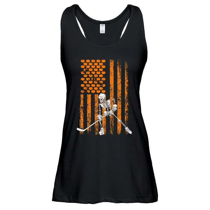 Ice Hockey Player Fan Gift Skeleton Halloween Ladies Essential Flowy Tank