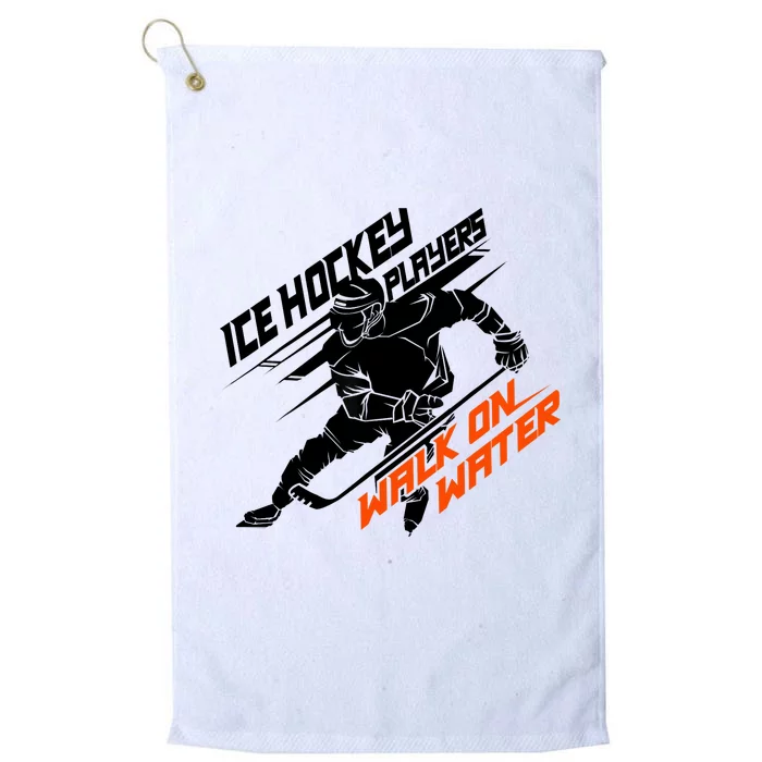 Ice Hockey Players Walk On Water Superpower Gift Platinum Collection Golf Towel