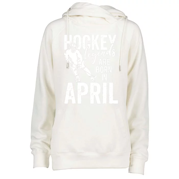 Ice Hockey Players Born In April Men Boys Birthday Womens Funnel Neck Pullover Hood