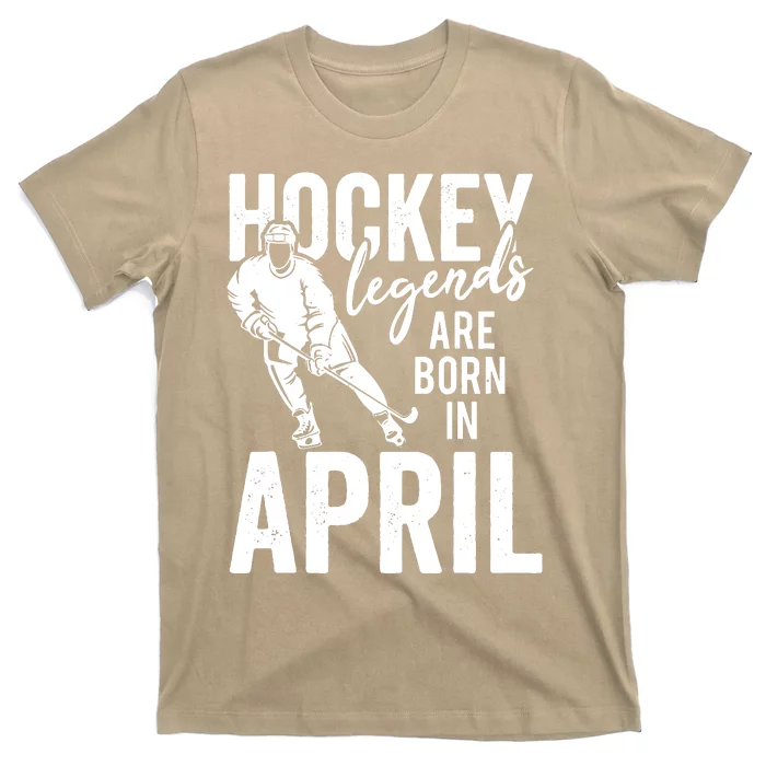 Ice Hockey Players Born In April Men Boys Birthday T-Shirt