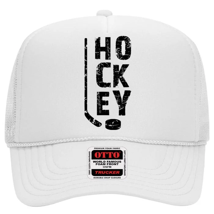 Ice Hockey Player High Crown Mesh Trucker Hat