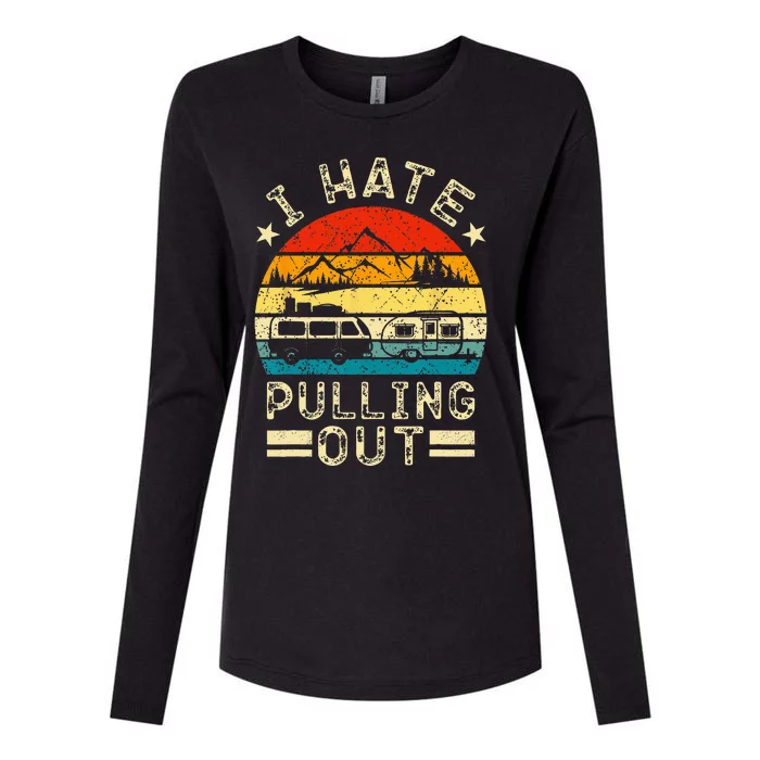 I hate pulling out Retro boating boat captain Womens Cotton Relaxed Long Sleeve T-Shirt