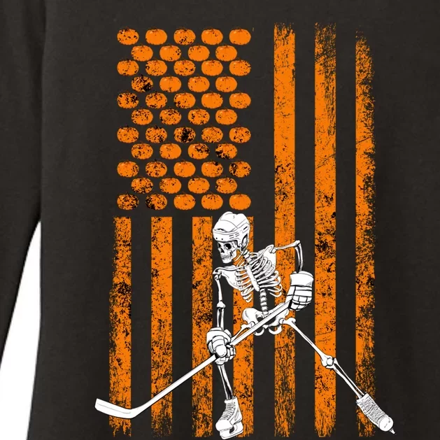 Ice Hockey Player Fan Gift Skeleton Halloween Gift Cute Gift Womens CVC Long Sleeve Shirt