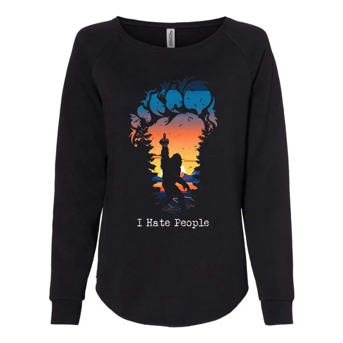 I Hate People Bigfoot Footprint Womens California Wash Sweatshirt