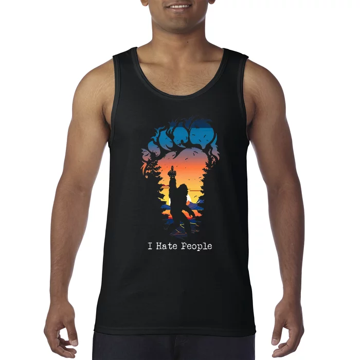 I Hate People Bigfoot Footprint Tank Top