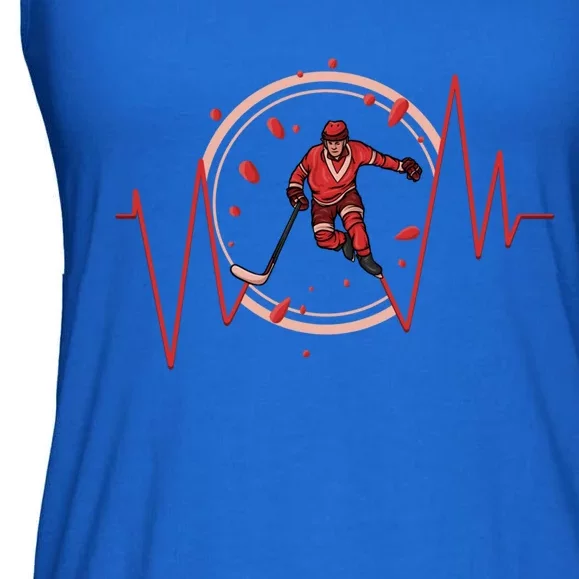 Ice Hockey Player Heartbeat Winter Sport Gift Ladies Essential Flowy Tank