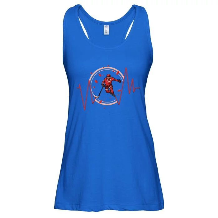 Ice Hockey Player Heartbeat Winter Sport Gift Ladies Essential Flowy Tank