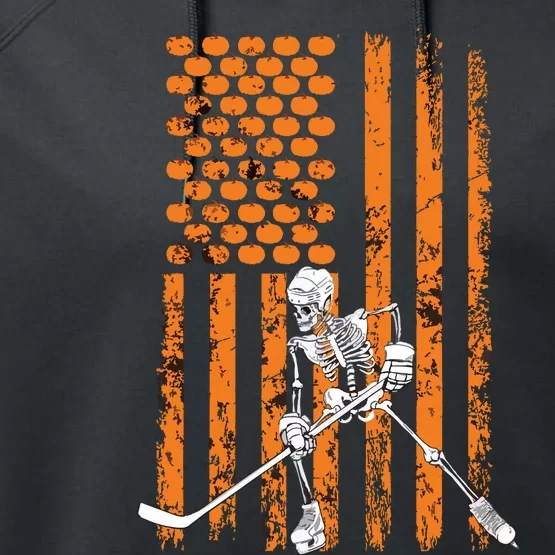 Ice Hockey Player Fan Gift Skeleton Halloween Boy Performance Fleece Hoodie