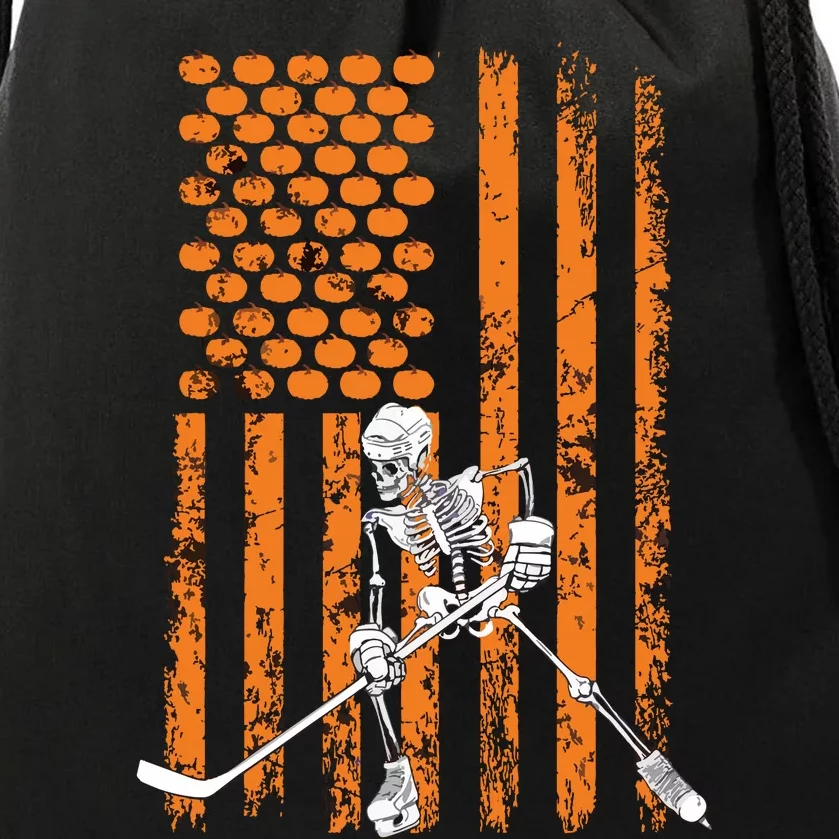 Ice Hockey Player Fan Gift Skeleton Halloween Boy Drawstring Bag