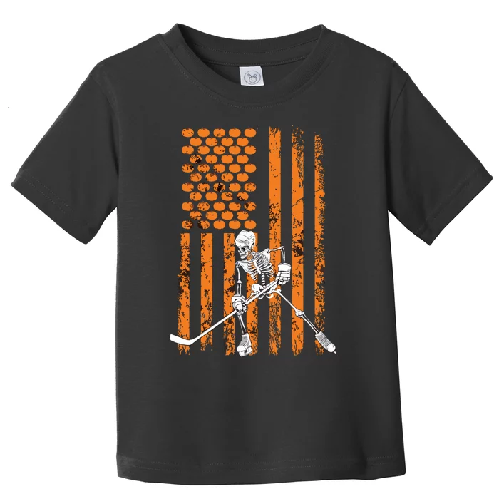 Ice Hockey Player Fan Gift Skeleton Halloween Boy Toddler T-Shirt