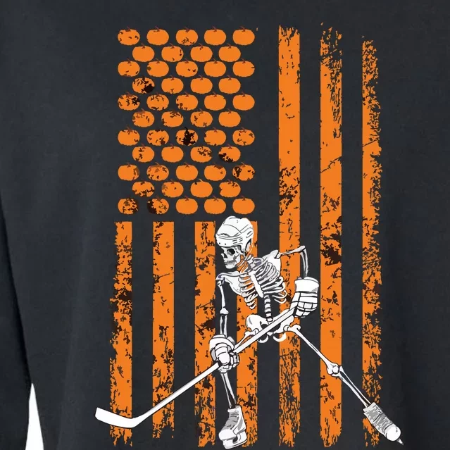 Ice Hockey Player Fan Gift Skeleton Halloween Boy Cropped Pullover Crew