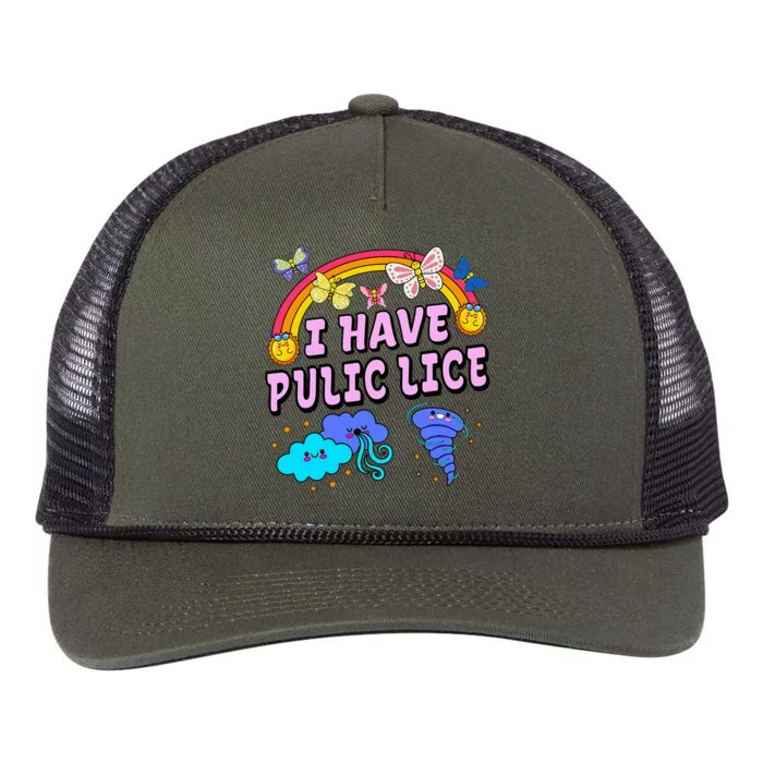 I Have Pubic Lice Funny Retro Offensive Inappropriate Retro Rope Trucker Hat Cap