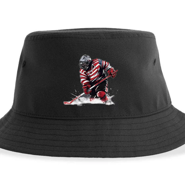 Ice Hockey Puck Hockey Player Sustainable Bucket Hat