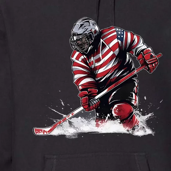 Ice Hockey Puck Hockey Player Premium Hoodie