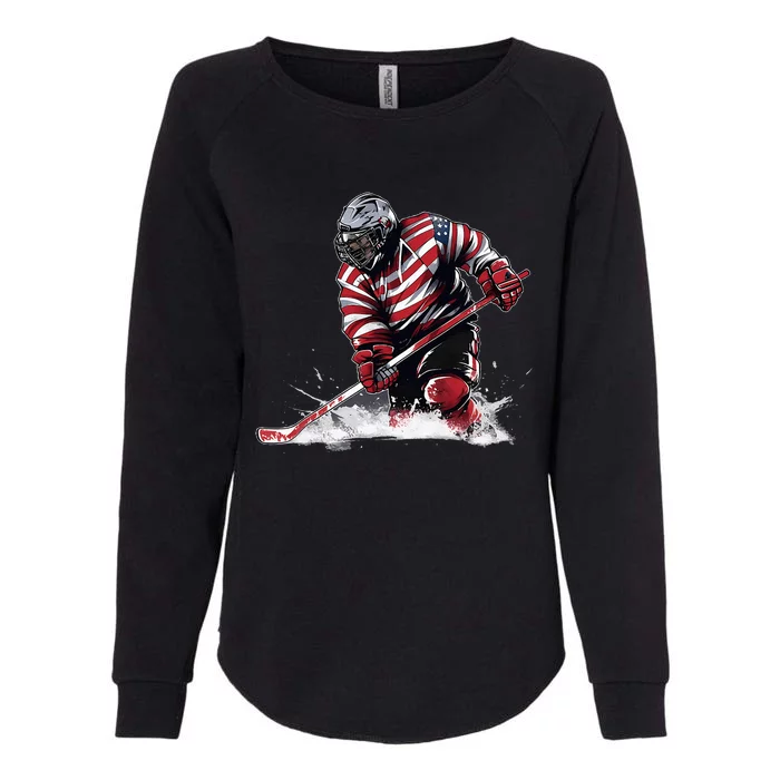 Ice Hockey Puck Hockey Player Womens California Wash Sweatshirt