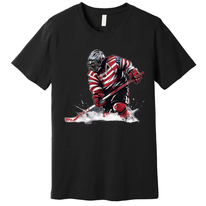 Ice Hockey Puck Hockey Player Premium T-Shirt