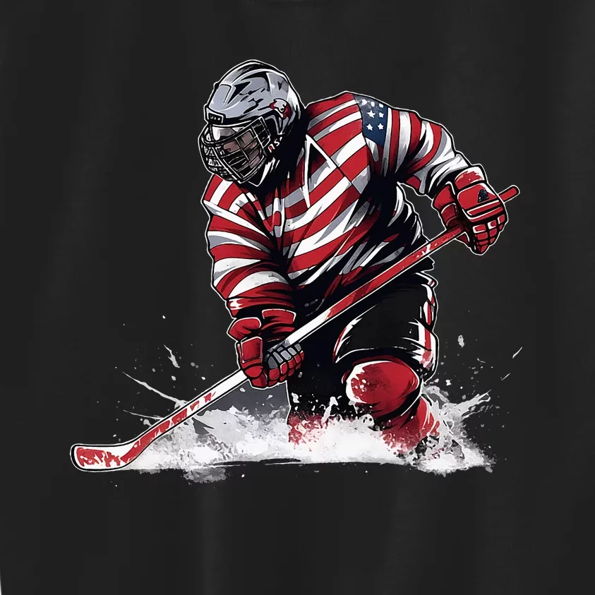 Ice Hockey Puck Hockey Player Kids Sweatshirt