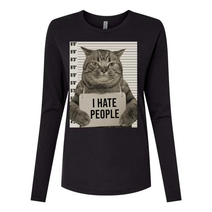 I Hate People Funny Jail Cat Womens Cotton Relaxed Long Sleeve T-Shirt