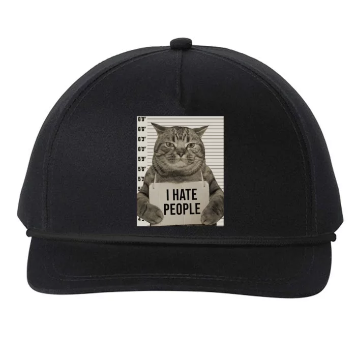 I Hate People Funny Jail Cat Snapback Five-Panel Rope Hat