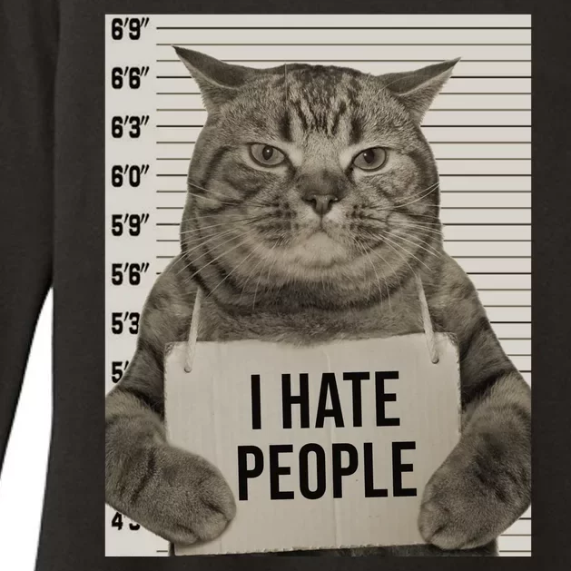 I Hate People Funny Jail Cat Womens CVC Long Sleeve Shirt