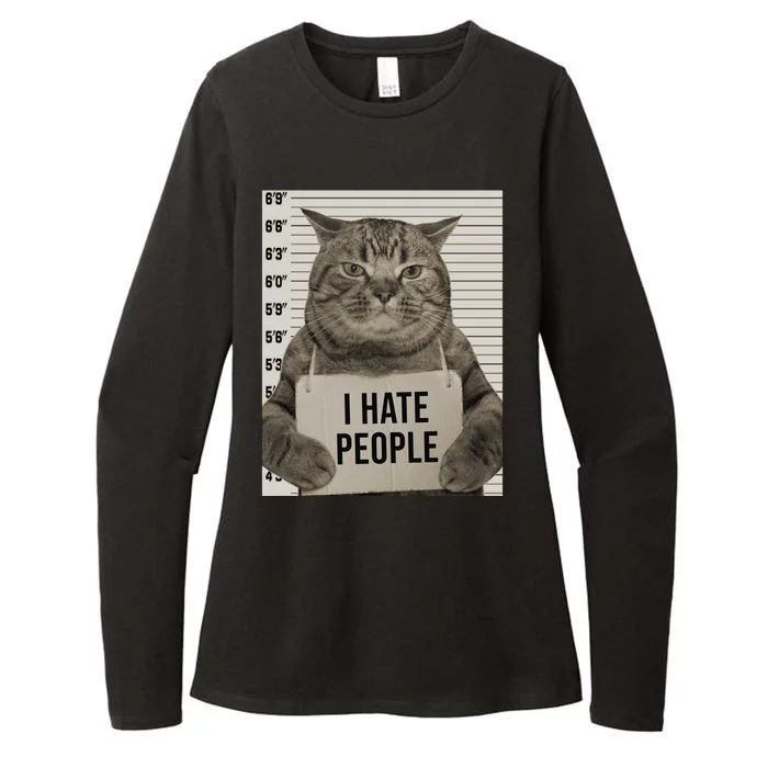 I Hate People Funny Jail Cat Womens CVC Long Sleeve Shirt