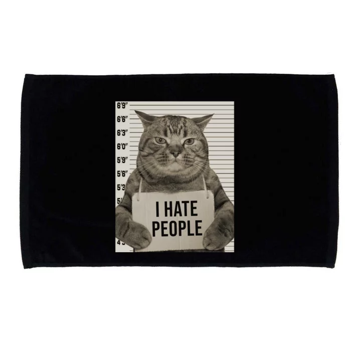 I Hate People Funny Jail Cat Microfiber Hand Towel