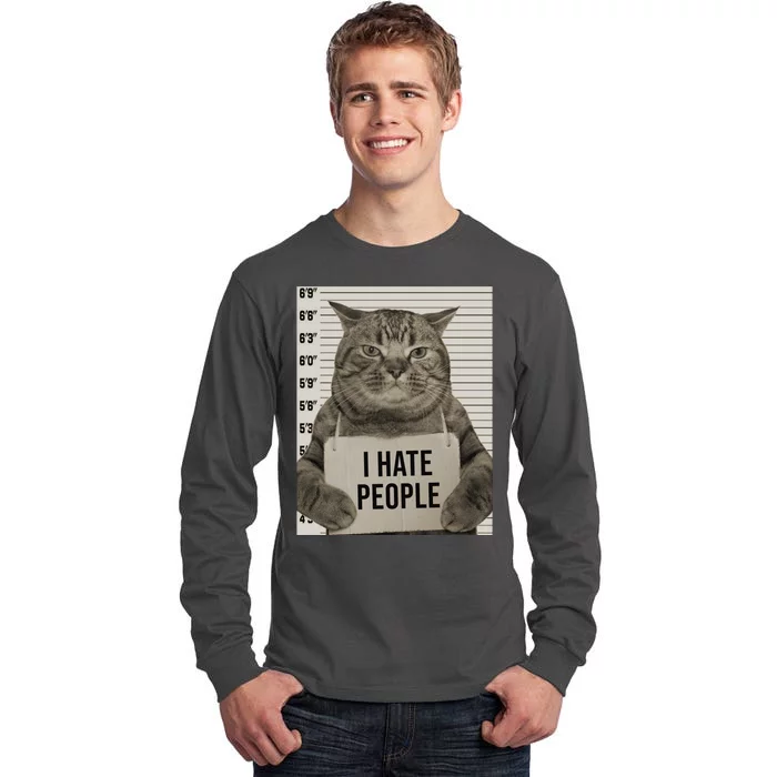 I Hate People Funny Jail Cat Tall Long Sleeve T-Shirt