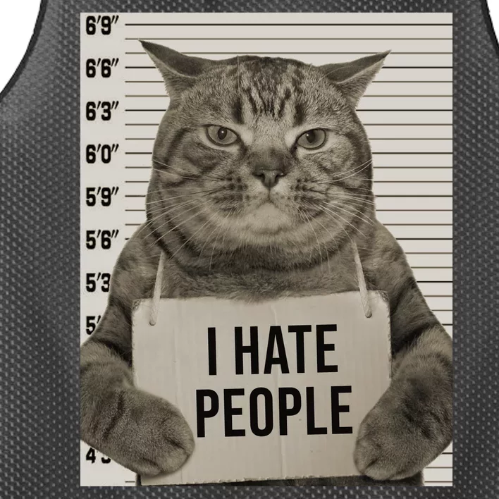 I Hate People Funny Jail Cat Mesh Reversible Basketball Jersey Tank