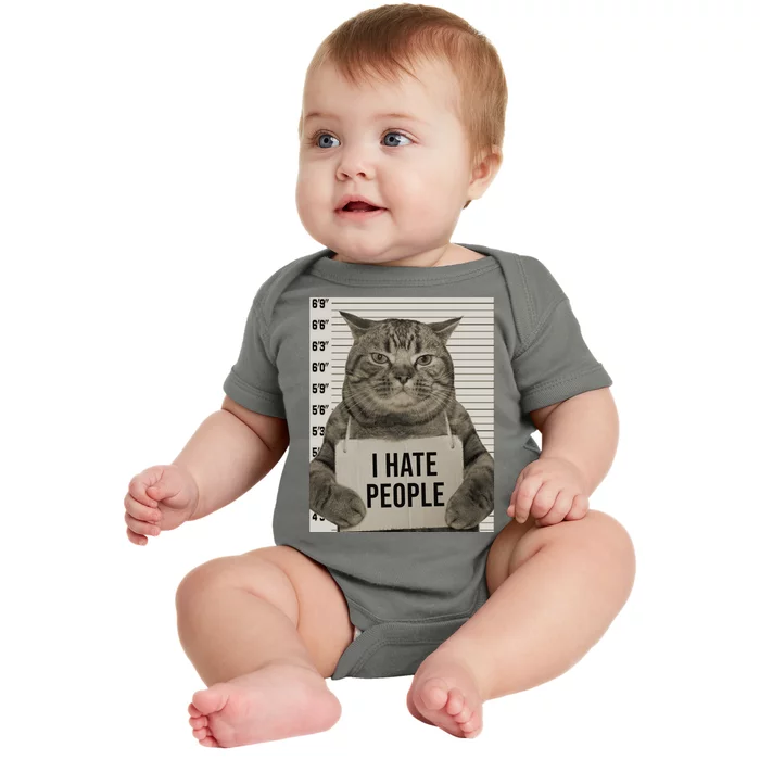 I Hate People Funny Jail Cat Baby Bodysuit