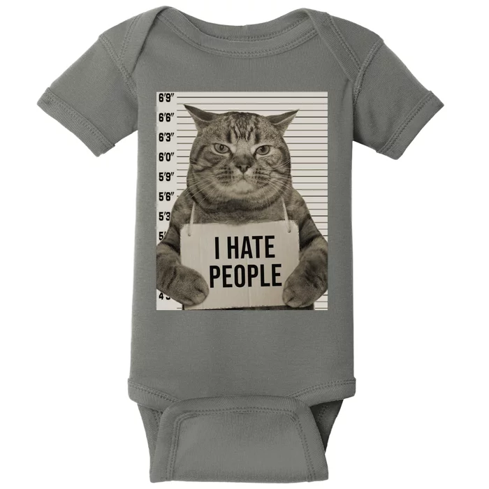 I Hate People Funny Jail Cat Baby Bodysuit