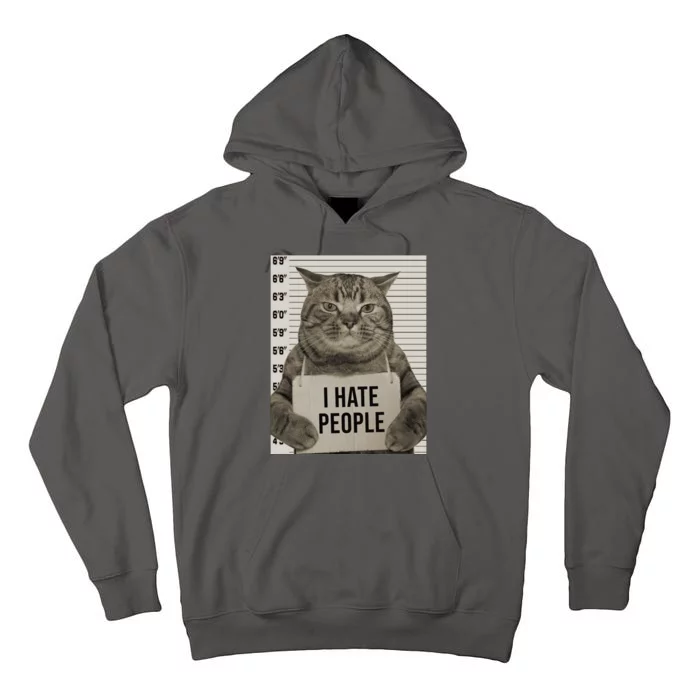 I Hate People Funny Jail Cat Tall Hoodie