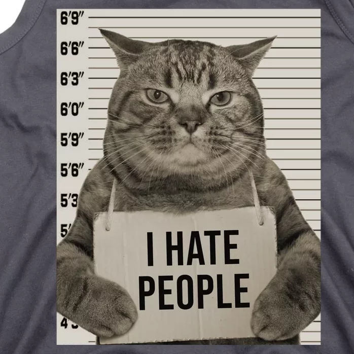 I Hate People Funny Jail Cat Tank Top