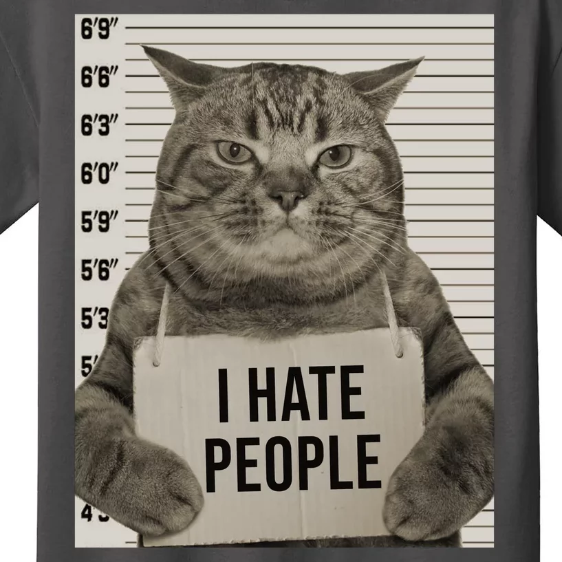 I Hate People Funny Jail Cat Kids T-Shirt