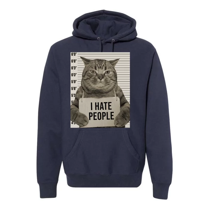 I Hate People Funny Jail Cat Premium Hoodie